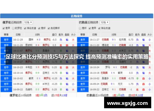 足球比赛比分预测技巧与方法探究 提高预测准确率的实用策略